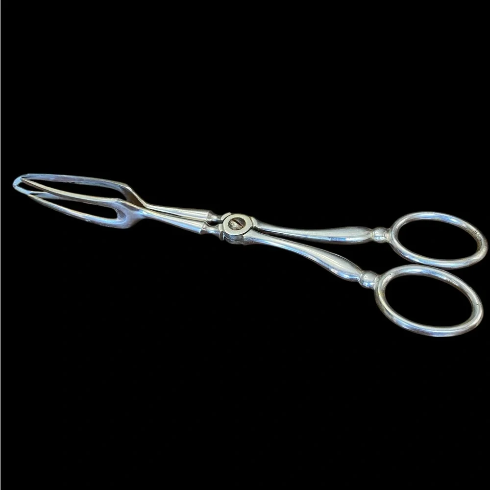 Antique French SFAM Silver Plated Scissor Pastry Tongs 7” Cake Server